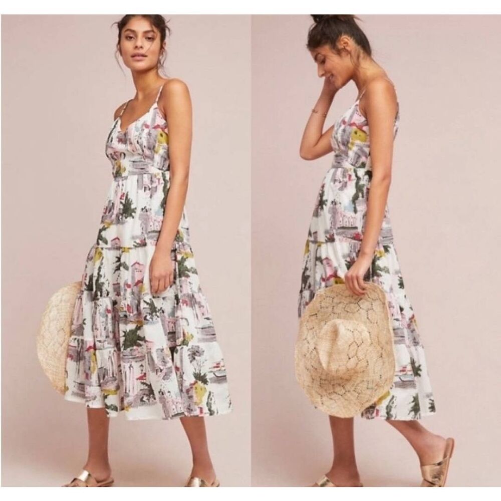 Anthropologie Lazy Bones Cityscape Midi Dress Sz … - image 1